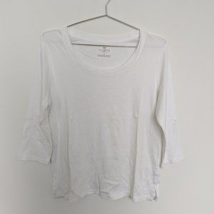 Talbots Pima Three Quarter Sleeve Shirt – White, Women's L Petite